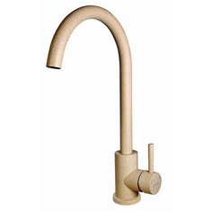 Смеситель д/кухни TURDUS 35мм с высоким изливом steel 22k yellow stone бежевый ш.к.0532