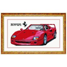Алмазная мозаика Color KIT «Ferrari» (Полная выкладка, 25х50 см, круглые непрозрачные стразы)