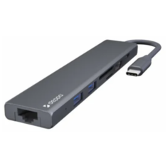 USB-концентратор Deppa Adapter USB-C Multiport 7в1 (73127) Type-C to USB3.0x2/ HDMI/ RJ45/ microSD/ SD - Gray