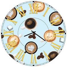 SvS Настенные часы SvS 3002272 Kitchen Летящие чашки кофе и кусочки сахара СВС