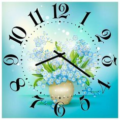 SvS Настенные часы SvS 3002788 Горшочек с цветами на голубом СВС