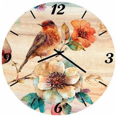 SvS Настенные часы SvS 3002842 Птичка на цветке СВС