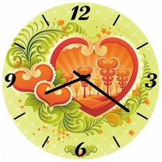 SvS Настенные часы SvS 3002761 Сердечко на зеленом СВС