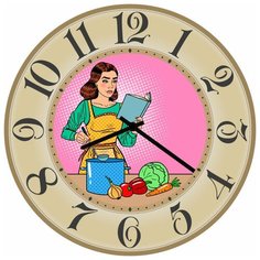 SvS Настенные часы SvS 4002725 Девушка готовит с рецептом СВС
