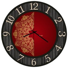 SvS Настенные часы SvS 3502213 Бордовый узор в черной рамке СВС