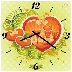 SvS Настенные часы SvS 3002760 Сердечко на зеленом СВС
