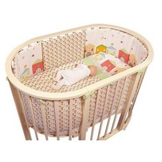 ЛУНЯШКИ Комплект Домики для овальной кроватки (6 предметов) бежевый