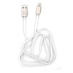 USB-кабель BYZ BC-011i AM-8pin (Lightning) 1,2 метра, 2.1A, силикон, подсветка, плоский, белый