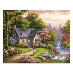 Картина по номерам на холсте Paintboy "Уединенный домик в лесу", 40х50 см, GX-38158