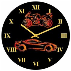 SvS Настенные часы SvS 3501568 Мотоцикл и машинка СВС