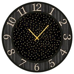 SvS Настенные часы SvS 3002186 Черные с золотыми вкраплениями СВС