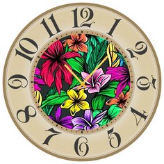 SvS Настенные часы SvS 3502224 Яркие цветы в бежевой рамке СВС