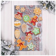 Полотенце "Новогоднее печенье" 35х60 см,100% хлопок 160 г/м2 2588673 Доляна