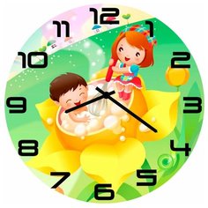 SvS Настенные часы SvS 3502630 Девочка купает мальчика в цветке СВС