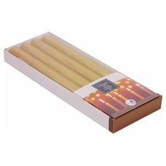 Свечи столовые металлик, золотые, 25 см (упаковка 4 шт.), Kaemingk 205558-kaemingk