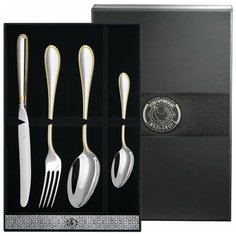 "Столовые приборы ""Капелька"" с позолотой, 4 предмета" Кольчугинский мельхиор