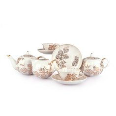 Сервиз чайный. Дулёвский фарфоровый завод. Форма Тюльпан. Рисунок Золотая ветка. 15 предм.