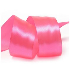 Лента атласная 1 1/2 (38мм) цв.3080 ярк.розовый IDEAL уп.27,4 м