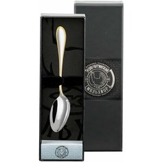 "Ложка чайная Кольчугинский мельхиор ""Капелька"" с позолотой в футляре"