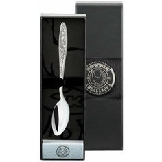 Ложка чайная "Морозко" посеребренная с чернью + футляр Кольчугинский мельхиор