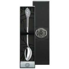 Ложка для размешивания кофе "Охотничья" посеребренная с чернением в футляре Кольчугинский мельхиор