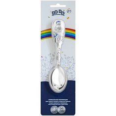 Ложка детская тактильная "Божья коровка" с голубой эмалью в блистере Кольчугинский мельхиор