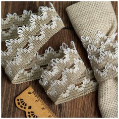 Тесьма вязаная 6328 шир.29мм цв.201 лен с белым уп.25м Ideal