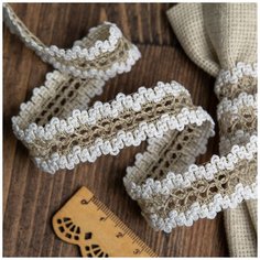 Тесьма вязаная 6655 шир.23мм цв.201 лен с белым уп.25м Ideal