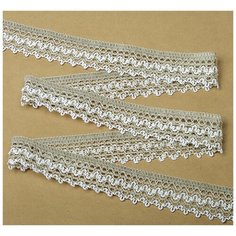 Тесьма вязаная 60001 шир.30мм цв.201 лен с белым уп.25м Ideal