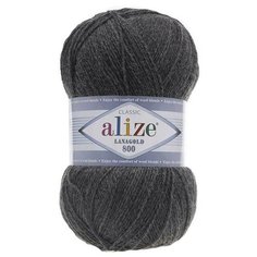 Пряжа Alize Lanagold 800 182 средне-серый меланж (Ланаголд 800) 49% шерсть, 51% акрил 100г 800м 5шт