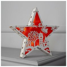 Фигурка Luazon Lighting Звезда Двор и Олени 22 см бежевый/красный