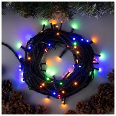 Luazon Lighting Гирлянда "Нить" 10 м , IP44, УМС, тёмная нить, 72 SMD-LED, свечение мульти, 220 В