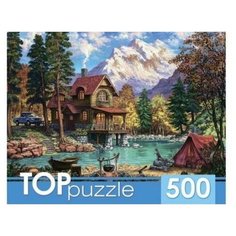 Пазлы 500эл "Домик у озера в горах" Рыжий кот