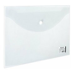 Папка-конверт с кнопкой BRAUBERG, А4, до 100 листов, прозрачная, 0,15 мм, 221638