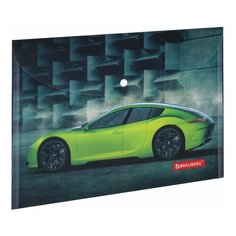 Папка-конверт с кнопкой BRAUBERG "SPORT CAR", А4, 160 мкм, до 100 листов, цветная печать, 228043