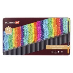 Карандаши цветные художественные BRAUBERG ART PREMIERE, набор 72 цвета, 4 мм, металл кейс, 181693