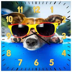 SvS Настенные часы SvS 3501878 Модный пес в очках СВС