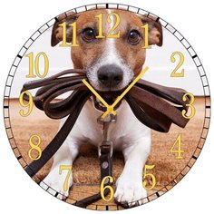 SvS Настенные часы SvS 3502036 Пес с ремнем в зубах СВС