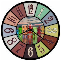 SvS Настенные часы SvS 4002770 Яркие дома в яркой рамке СВС
