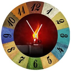 SvS Настенные часы SvS 3002126 Пламя на красном фоне СВС