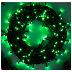 Гирлянда "Нить" 20 м , IP20, тёмная нить, 200 LED, свечение зеленое, 8 режимов, 220 В Luazon Lighting