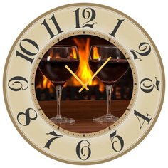 SvS Настенные часы SvS 3502176 Kitchen Два бокала на фоне огня СВС
