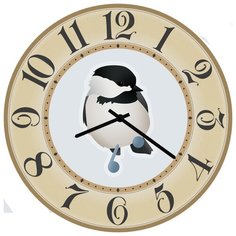 SvS Настенные часы SvS 4002946 Птичка в бежевой рамке СВС