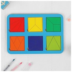 WoodLand Toys Рамка-вкладыш «Квадраты, 6 шт.» по методике Никитина, 22 элемента, микс, 2 уровень