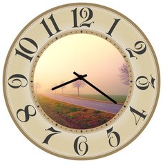 SvS Настенные часы SvS 3502150 Дорога в бежевой рамке СВС