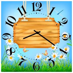 SvS Настенные часы SvS 4002777 Цветочки и деревяшка СВС