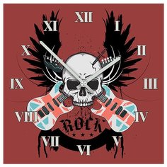 SvS Настенные часы SvS 4001573 Череп с гитарами СВС