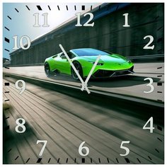 SvS Настенные часы SvS 3001948 Зеленое спортивное авто на трассе СВС