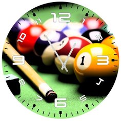 SvS Настенные часы SvS 3001612 Бильярдные шары и кий СВС