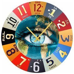 SvS Настенные часы SvS 3502935 Глаз земли в яркой рамке СВС